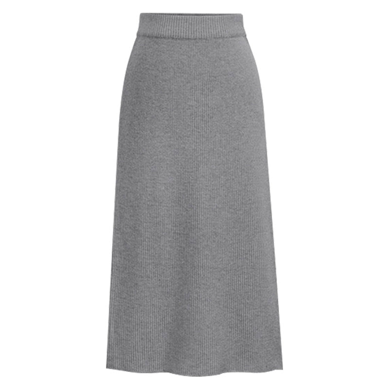 Plus Size Women's High-Waisted Wool Long Skirt