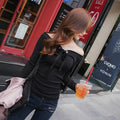Bow Tie Knit Sweater and Off-Shoulder Knit Top