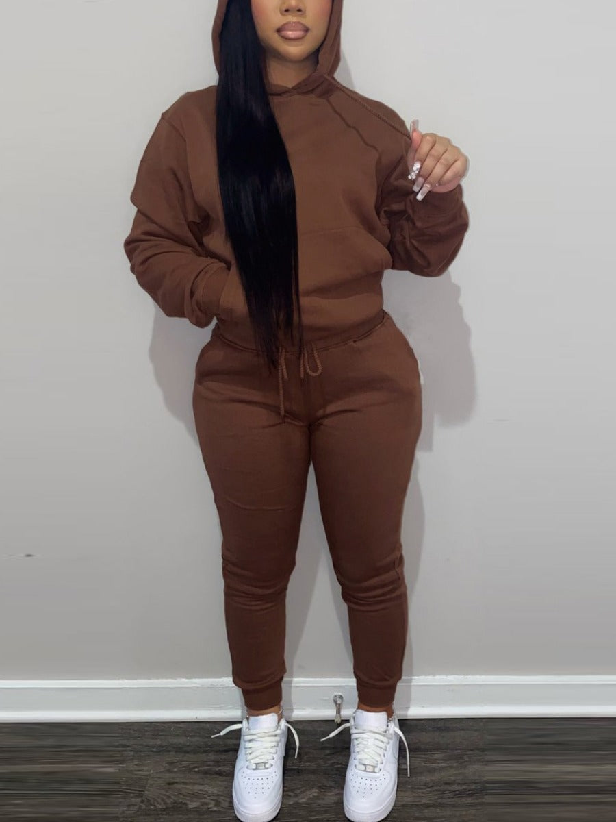 Fleece Hoodie Jacket Two-Piece Set
