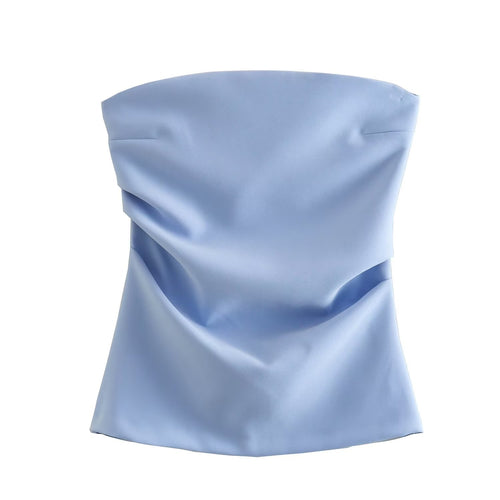 2023 Summer Y2K Strapless Top with Ruffle Design