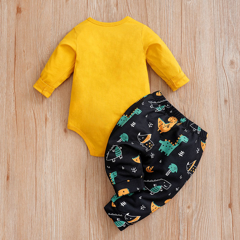 "Spring Autumn Baby Dinosaur Jumpsuit for Newborns"