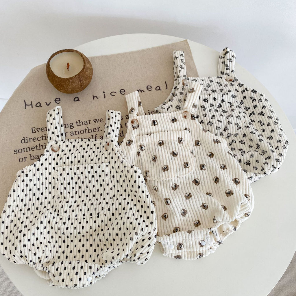 Printed Shoulder Strap Romper for Boys and Girls