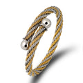 Punk Style Stainless Steel Wire Rope Open Bracelet