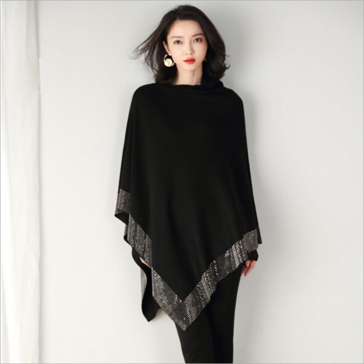 Retro Knitted Shawl and Bat Shirt Jacket for Spring/Fall