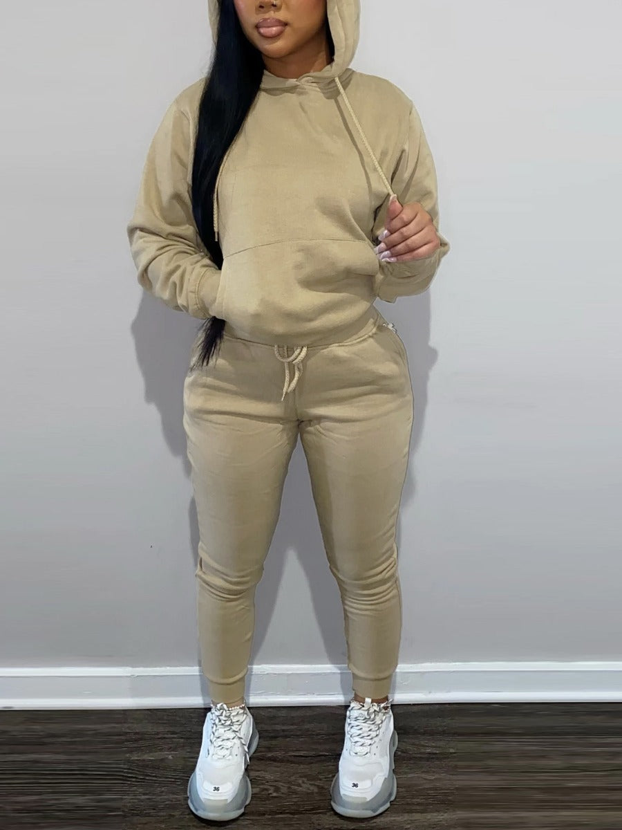Fleece Hoodie Jacket Two-Piece Set