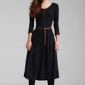 Retro Art Style Knitted Long-Sleeve Dress