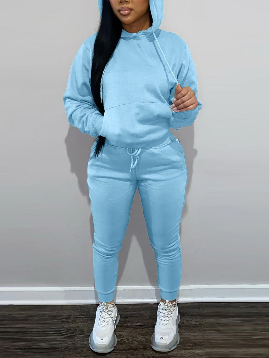 Fleece Hoodie Jacket Two-Piece Set