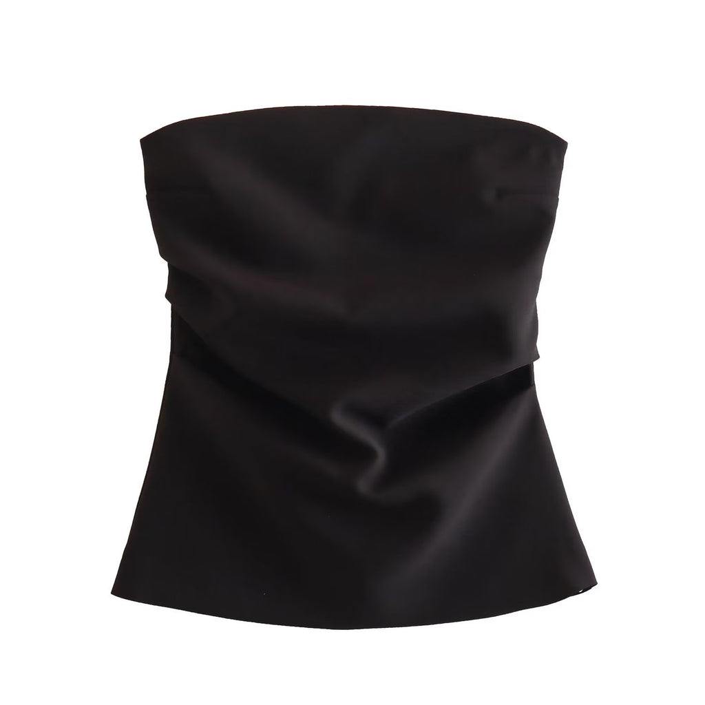 2023 Summer Y2K Strapless Top with Ruffle Design